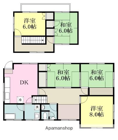 愛媛県松山市 2階建 築48年(5DK)の間取り写真