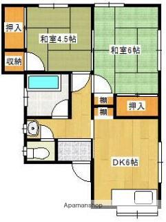 伊予鉄道高浜線 三津駅 徒歩9分 1階建 築39年(2DK)の間取り写真