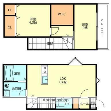ONESTEP松前Ⅲ(2LDK/1階)の間取り写真
