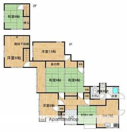 愛媛県東温市 2階建 築70年(7DK)の間取り写真