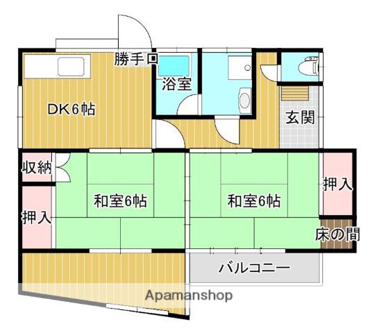 予讃線 市坪駅 徒歩12分 1階建 築42年(2SDK)の間取り写真