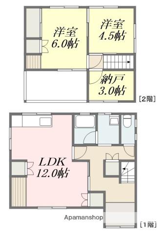 愛媛県松山市 2階建 築56年(2SLDK)の間取り写真