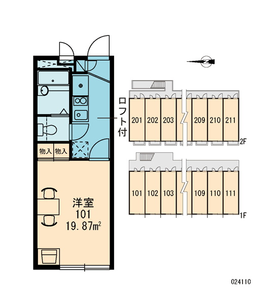 レオパレスソレーユ(1K/1階)の間取り写真
