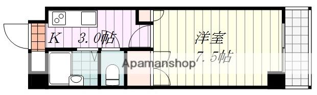 湯渡マンション(1K/4階)の間取り写真