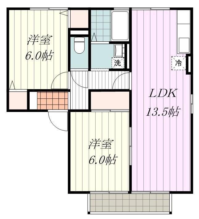 シャルムメイ(2LDK/2階)の間取り写真