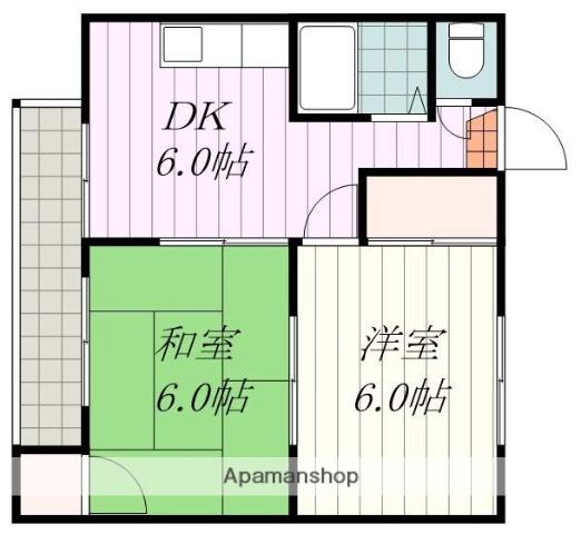 ローレンス小坂(2DK/4階)の間取り写真