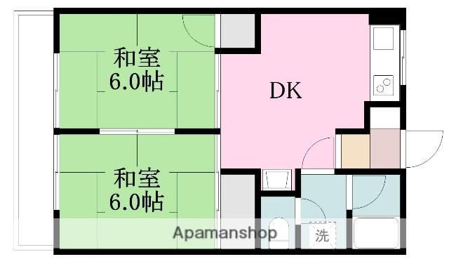 松山南ハイツ(2DK/2階)の間取り写真