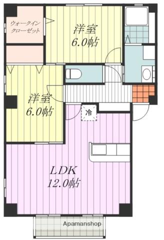 ハピネステイツMRM(2LDK/2階)の間取り写真
