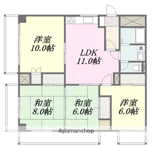 サンシャイン松山(4LDK/6階)の間取り写真