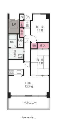 スカール道後(2LDK/2階)の間取り写真
