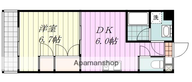 天山ガーデンハウス(1DK/1階)の間取り写真