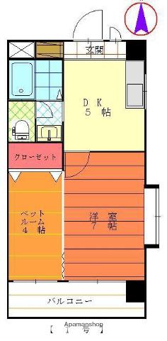 ピースフル21(1DK/2階)の間取り写真
