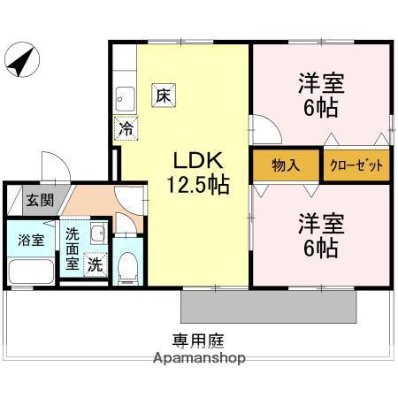 グランドール姫原(2LDK/1階)の間取り写真