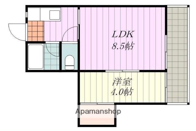 MATSUMOMENT竹原(1LDK/1階)の間取り写真