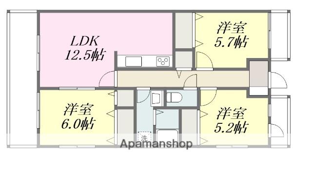 コーポ津吉(3LDK/2階)の間取り写真