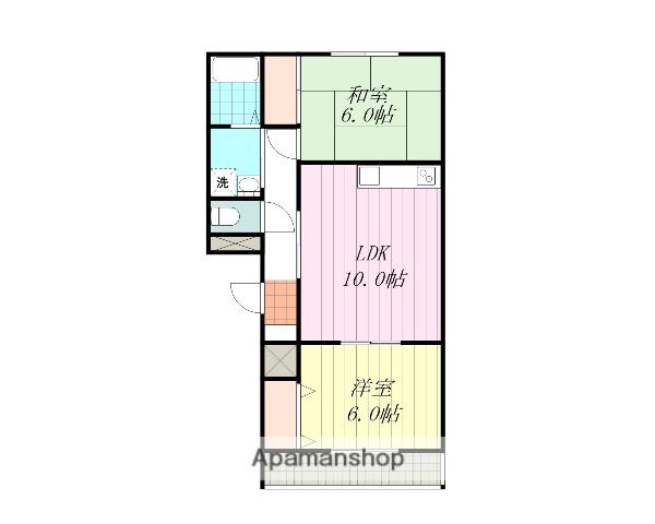 ハイザ西長戸(2LDK/2階)の間取り写真