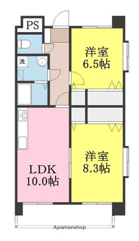 M3マンション(2LDK/7階)の間取り写真
