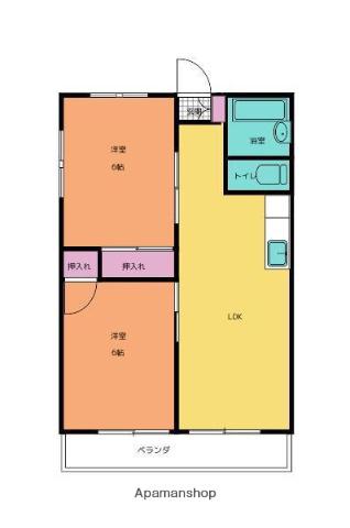 第21杉フラット(2LDK/3階)の間取り写真