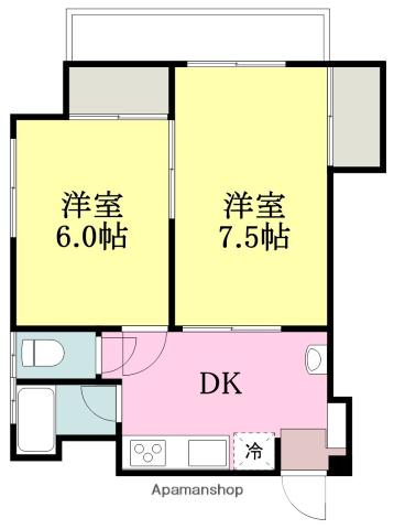 小田原ビル(2DK/2階)の間取り写真