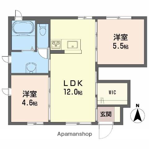 ノイレーベン A棟(2LDK/1階)の間取り写真