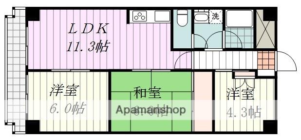 チュリス松山(3LDK/3階)の間取り写真