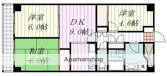 チュリス松山(3LDK/10階)の間取り写真