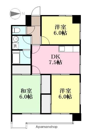 第1ゴトービル(3DK/6階)の間取り写真