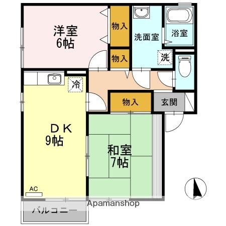 コーポ・FK A棟(2DK/2階)の間取り写真