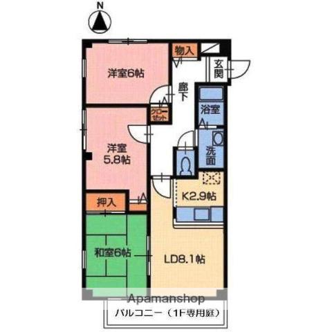 フォブール平井(3LDK/2階)の間取り写真