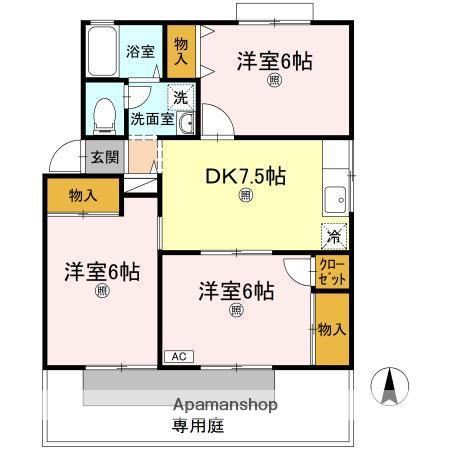 セジュール和泉B棟(3DK/1階)の間取り写真