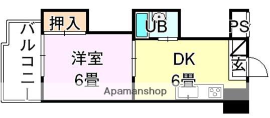 第2ゴトービル(1DK/6階)の間取り写真