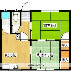 ハイツ山西 2(2DK/2階)の間取り写真