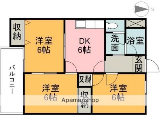 アイケンハイツ(3DK/3階)の間取り写真