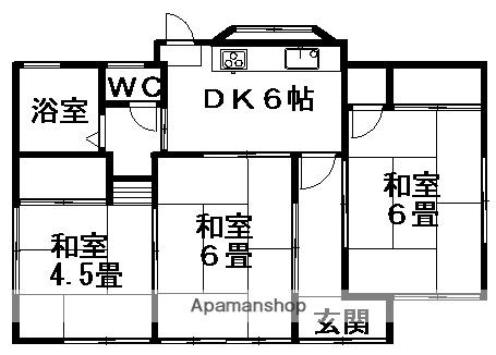 予讃線 鳥ノ木駅 徒歩7分 1階建 築53年(3DK)の間取り写真