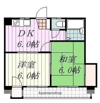 第25杉フラット(2DK/3階)の間取り写真
