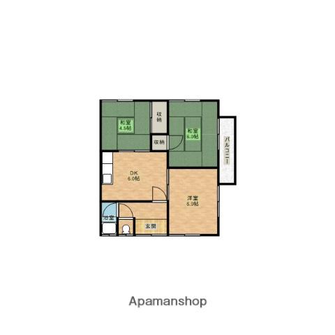 正岡アパート(3DK/2階)の間取り写真