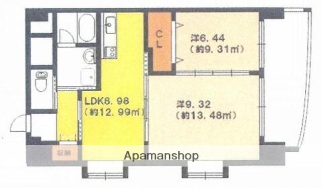 デリアス市駅南(2LDK/5階)の間取り写真