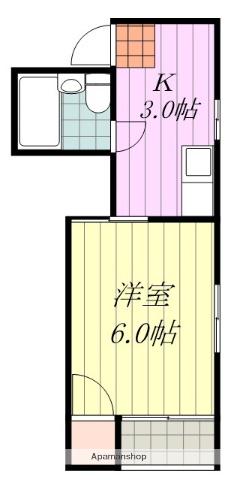 コーポ此花(1K/2階)の間取り写真