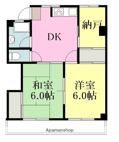 コーポ若藤(2DK/2階)の間取り写真