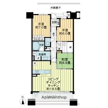 サーパスシティ城山公園(3LDK/10階)の間取り写真