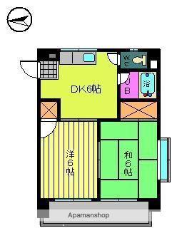 ジョイフラットⅡ(2DK/3階)の間取り写真