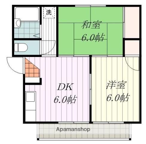 石手リバーハイツA棟(2DK/1階)の間取り写真