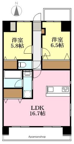 永田小坂ビル(2LDK/11階)の間取り写真
