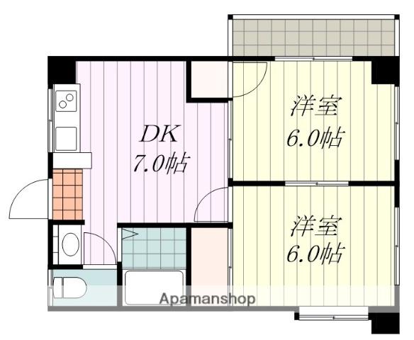 ハイアット山越(2DK/5階)の間取り写真