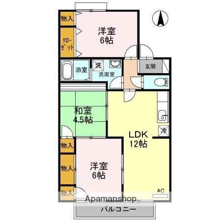 フレンドリー91E棟(3LDK/2階)の間取り写真