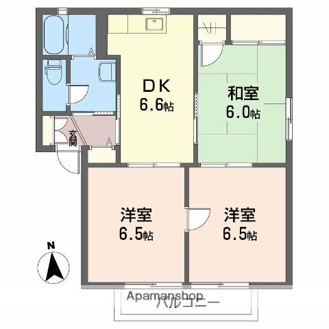 ディアス芳居 A棟(3DK/2階)の間取り写真