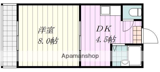 アリスト清水町(1DK/2階)の間取り写真