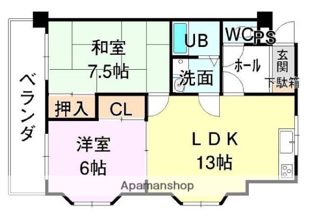 第7ゴトービル(2LDK/2階)の間取り写真
