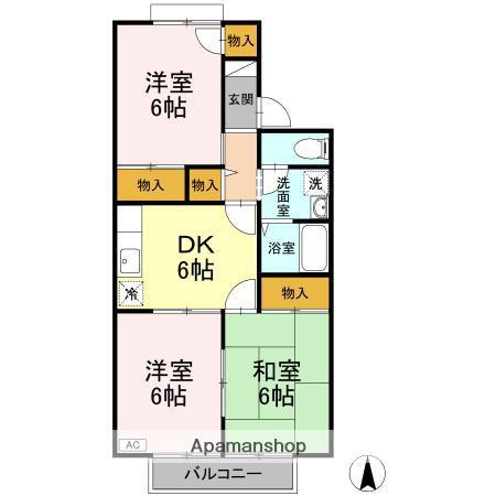 メゾン・ベルラルジュ オンシジューム館(3DK/2階)の間取り写真