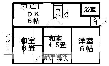 タウニィ石手(3DK/2階)の間取り写真